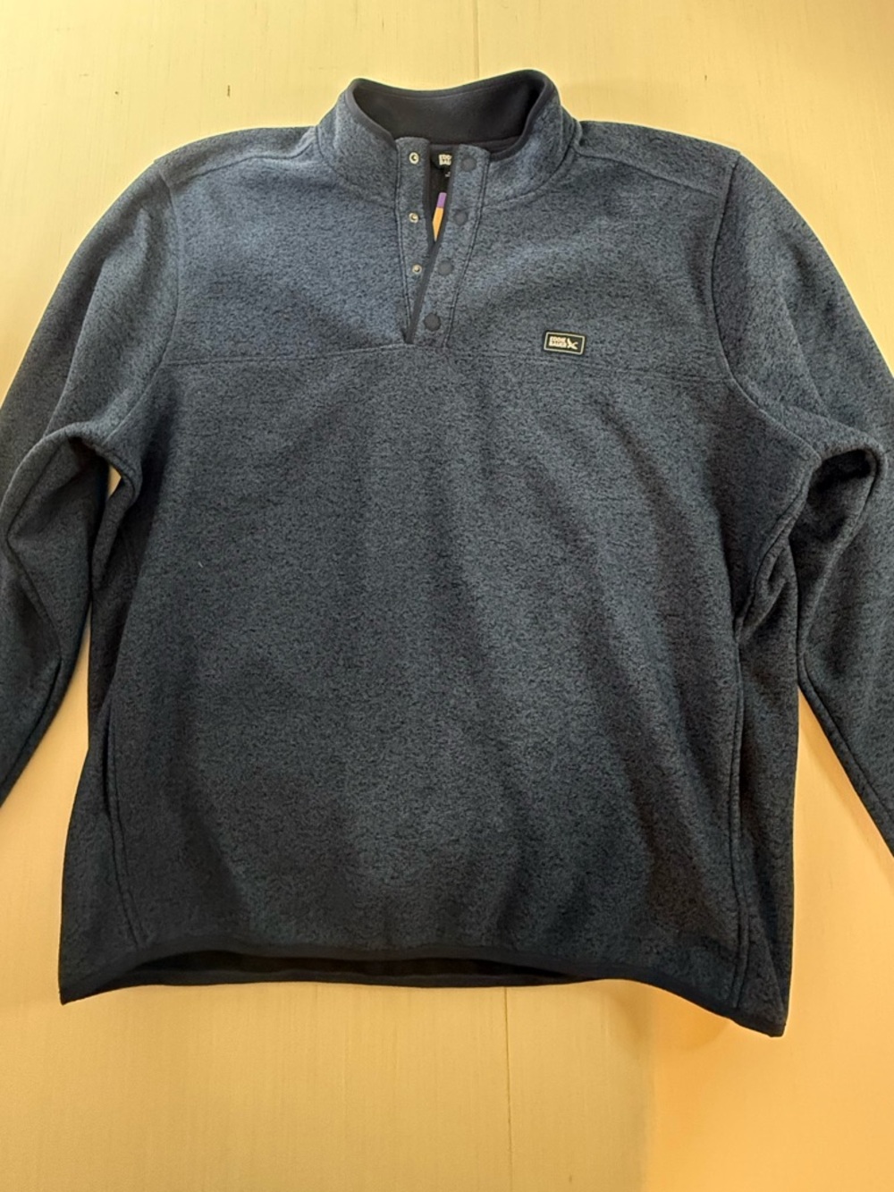 Eddie Bauer Mens XXL Blue Heather Sweater Fleece Snap Mock Neck Pullover